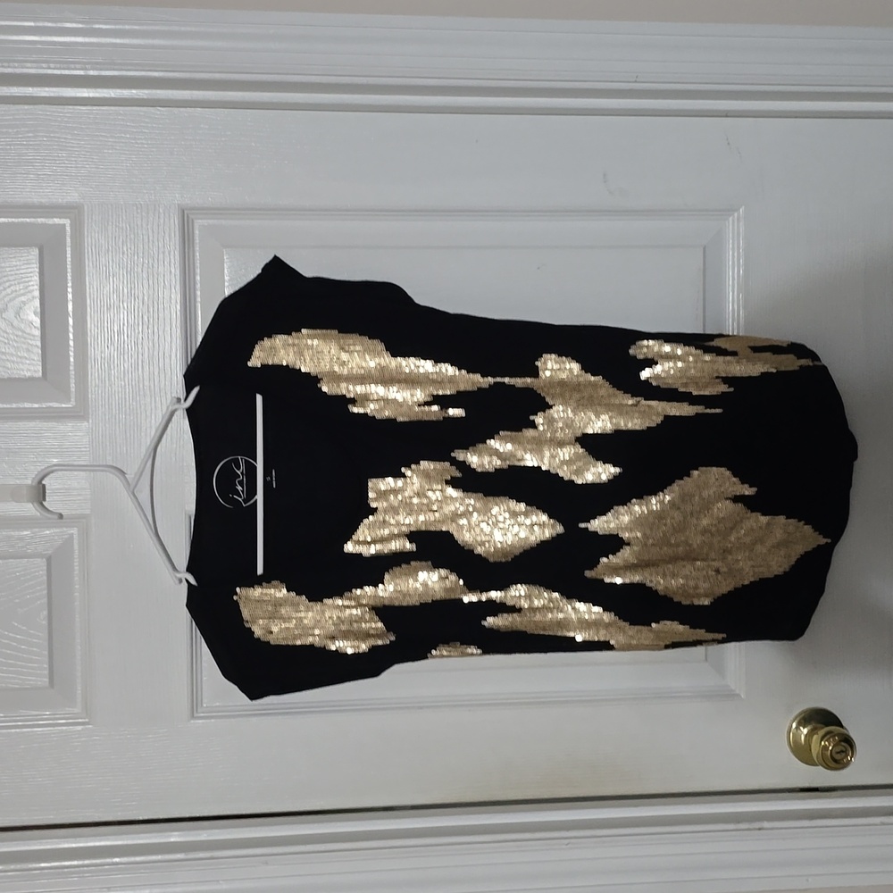 INC size S black shirt with gold sequin detail